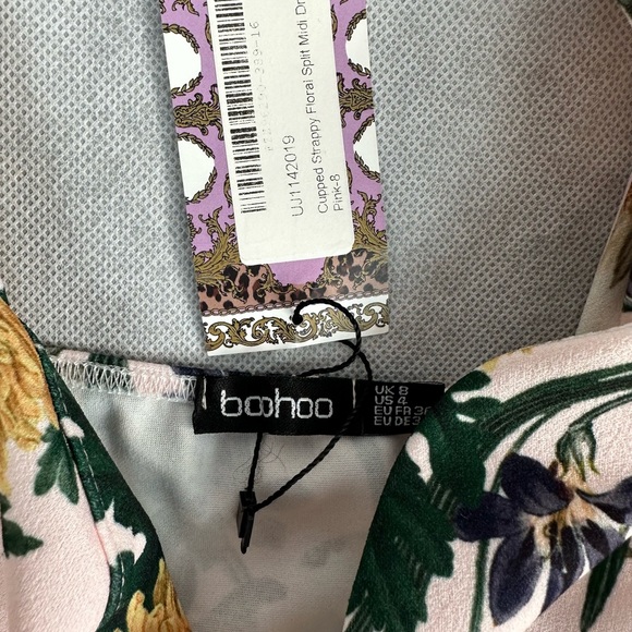 Size 8 Floral Strap Midi Split Side Dress BRAND NEW WITH TAGS - Picture 2 of 2